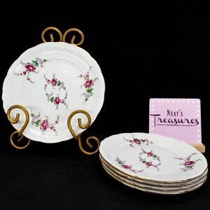 Royal Kent POLAND RKT3 Bavarian Rose Gold Trim Scallop China Salad Plates Set 4